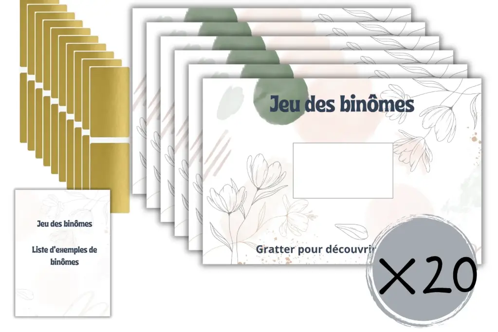 Jeu des Binômes rectangle à gratter